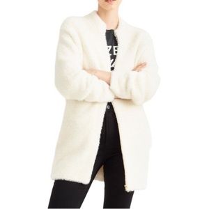 J. Crew Point Sur Furry White Zip Jacket XS